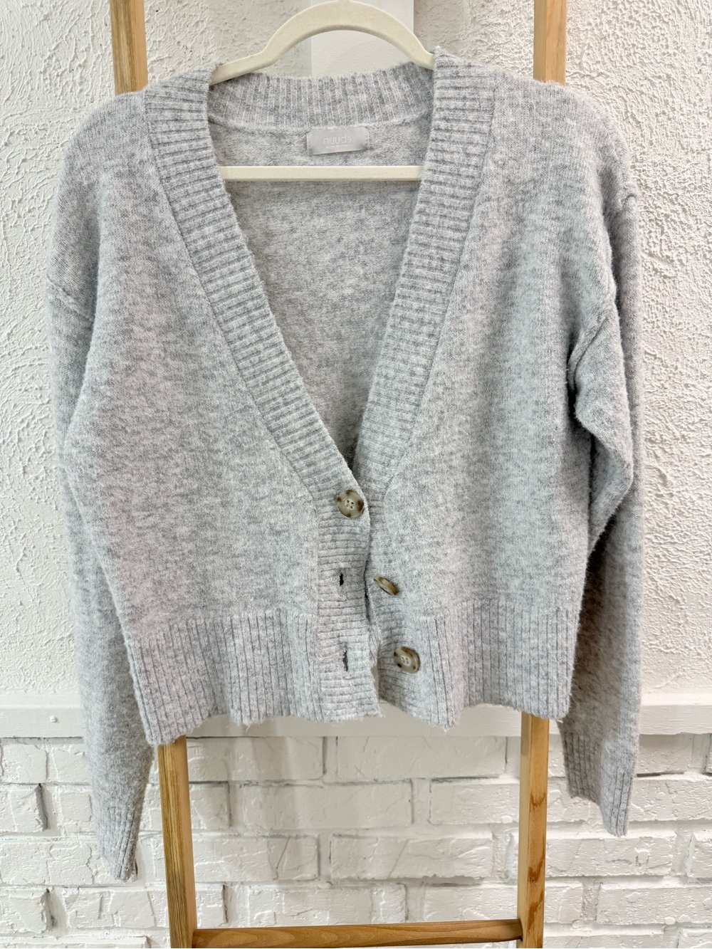 Nuuds Light Gray Cozy Cardigan Sweater